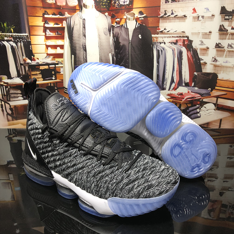 Women Nike Lebron 16 Grey Black Black Gamma Blue Shoes